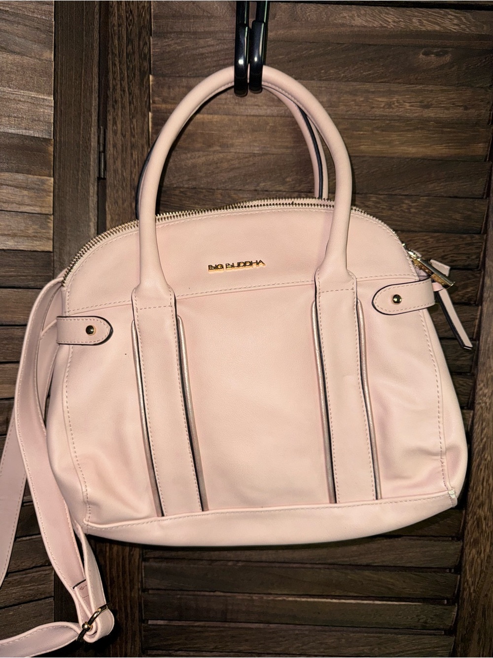 Big Buddha Soft Pink Dome Satchel with Gold Accents